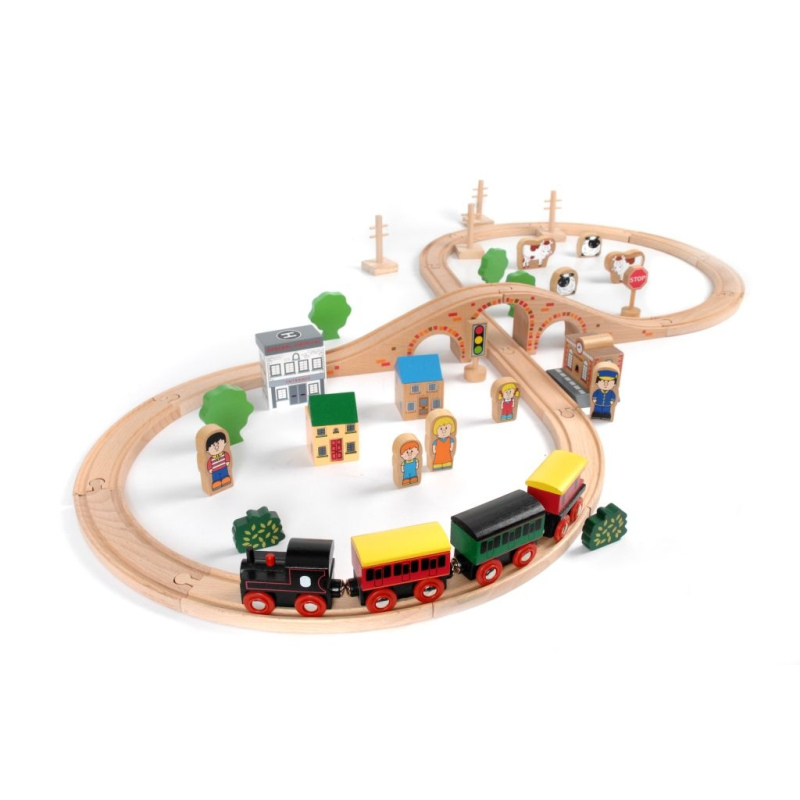 TIDLO Drewniana kolejka - zestaw 50 elementów