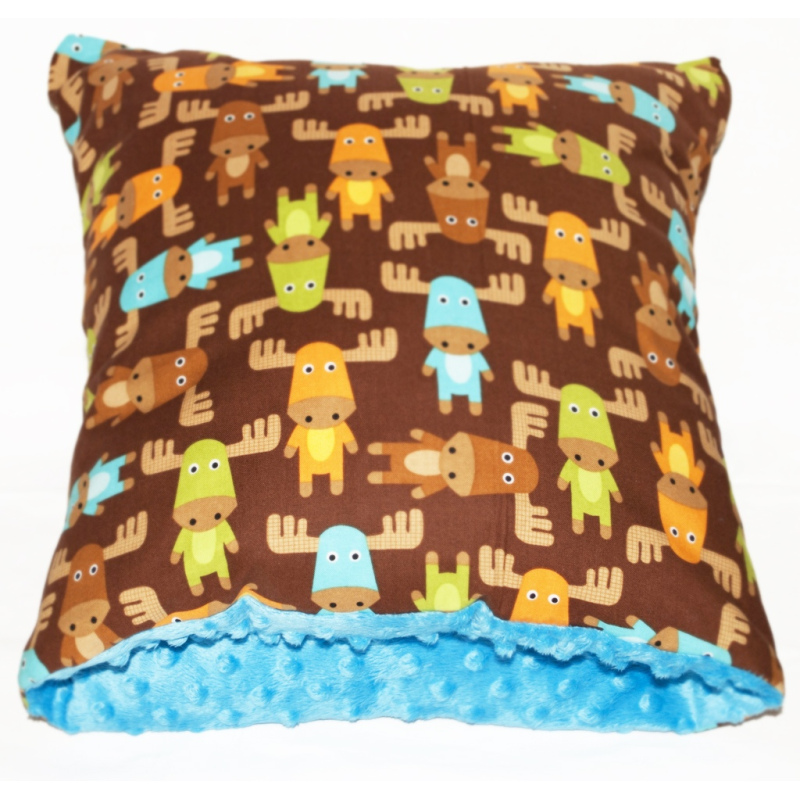 TWINNIES Poduszka czterostronna Łosie - Minky Niebieski