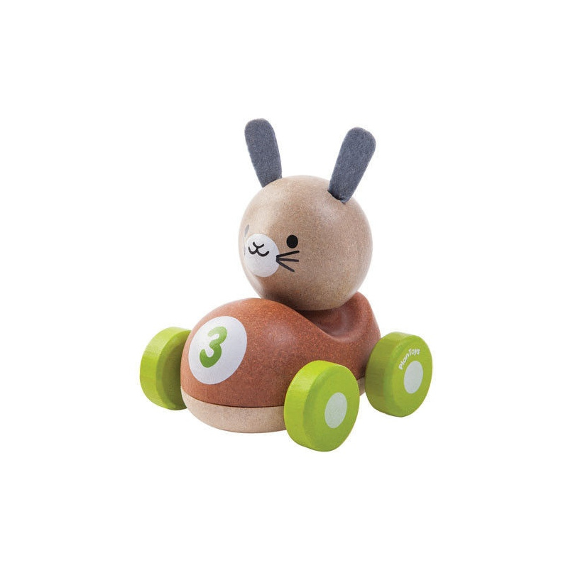 PLAN TOYS Drewniana wyścigówka - Królik