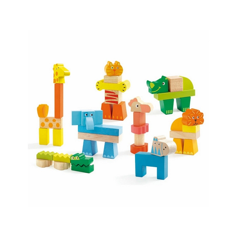 DJECO Drewniane klocki Zoo - 42 elementy