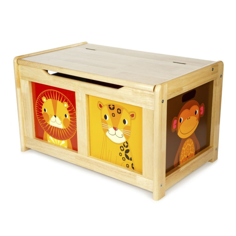 TIDLO Drewniana skrzynia na zabawki