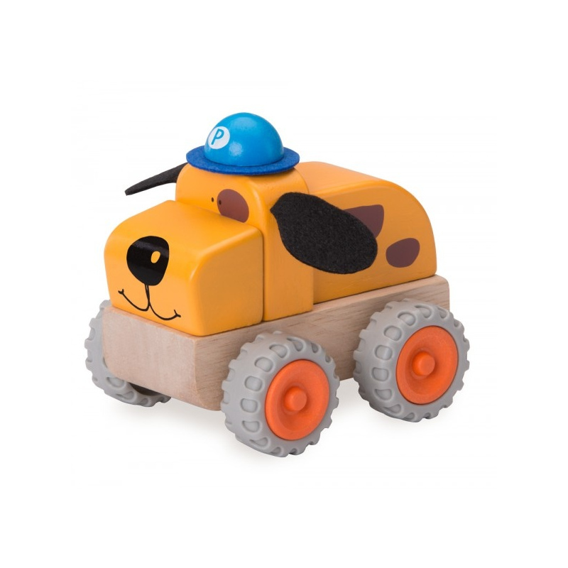 WONDERWORLD Drewniane autko policyjne Piesek