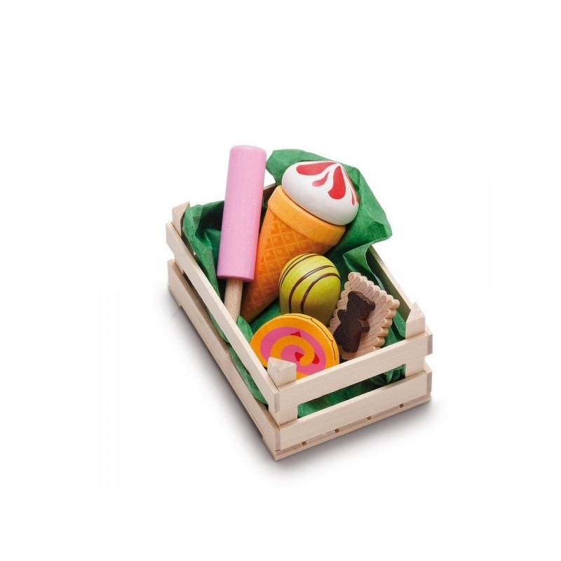 ERZI Słodycze w skrzyneczce - drewniany zestaw