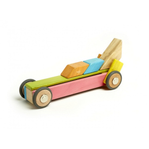 TEGU Drewniane klocki magnetyczne zestaw 42 elementy z kołami TINTS