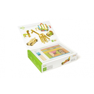 TEGU Drewniane klocki magnetyczne zestaw 42 elementy z kołami TINTS