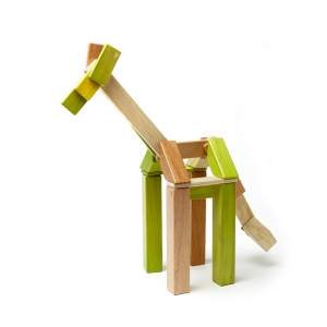 TEGU Drewniane klocki magnetyczne zestaw 42 elementy z kołami JUNGLE