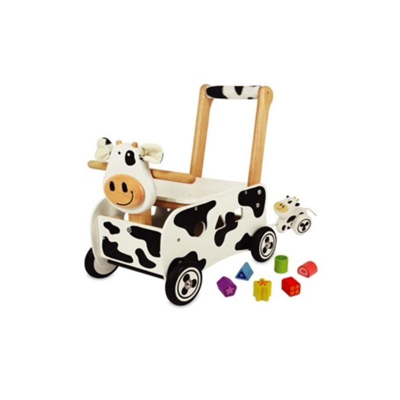I'M TOY Drewniany pchacz i jeździk Krówka