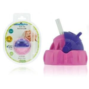 PACIFICBABY Bidon termiczny zielony 200ml z różowym ustnikiem słomką 