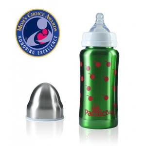 PACIFICBABY Bidon termiczny zielony 200ml z żółtym ustnikiem słomką 