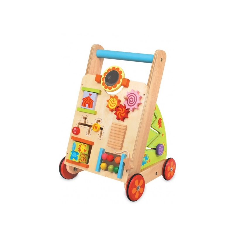 I'M TOY Drewniany chodzik pchacz z centrum rozrywki