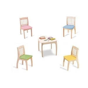 PINTOY Drewniane krzesełko Junior - niebieskie