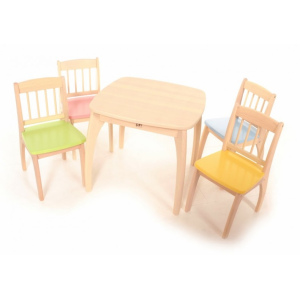 PINTOY Drewniane krzesełko Junior - niebieskie