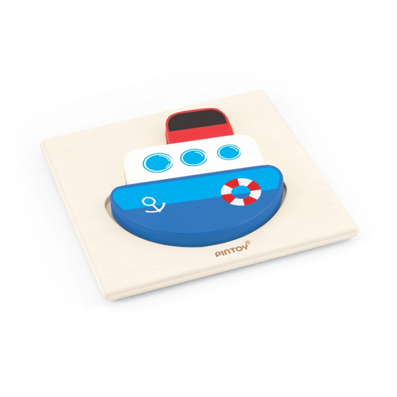 PINTOY Drewniane grube Puzzle "Łódka"