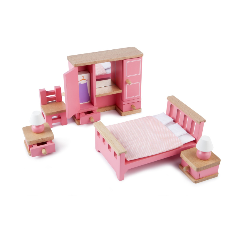 TIDLO Drewniane mebelki do domku dla lalek "Sypialnia"