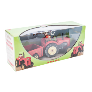 LE TOY VAN Czerwony traktorek z przyczepą