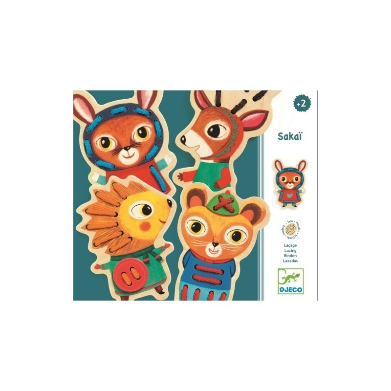 DJECO Drewniana sznurowanka - leśne zwierzaki