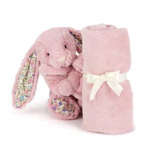 JELLYCAT Różowy króliczek Blossom Tulip Bunny Soother z kocykiem