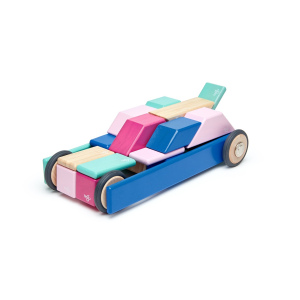 TEGU Drewniane klocki magnetyczne zestaw 42 elementy z kołami BLOSSOM