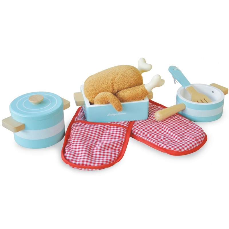 INDIGO JAMM Drewniane naczynia kuchenne - niebieskie