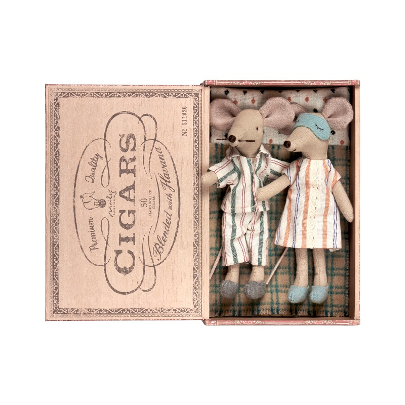 MAILEG Rodzina Myszek w pudełku po cygarach - mama i tata