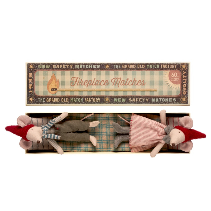 MAILEG Rodzina Myszek w pudełku - mama i tata, wersja świąteczna