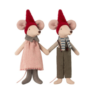 MAILEG Rodzina Myszek w pudełku - mama i tata, wersja świąteczna