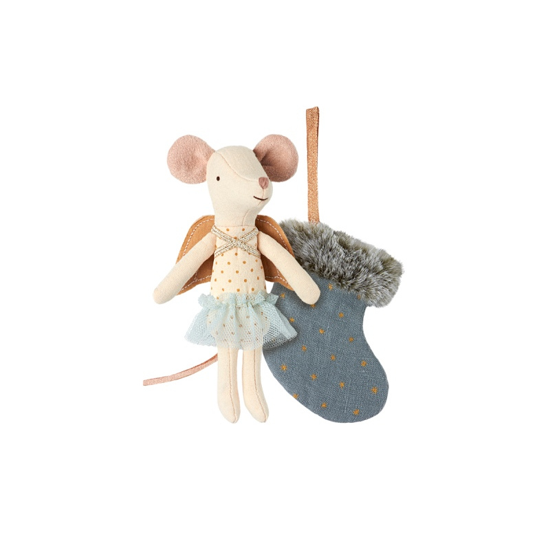 MAILEG Myszka - Aniołek w niebieskiej skarpecie