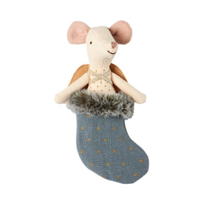 MAILEG Myszka - Aniołek w niebieskiej skarpecie