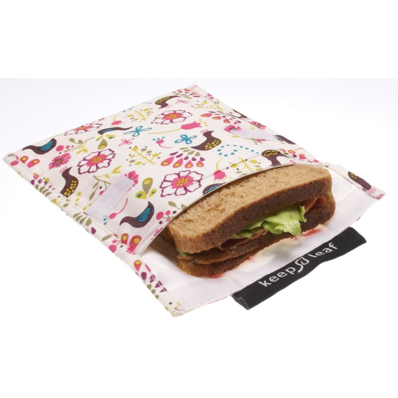 KEEP LEAF Duża eko-torebka śniadaniowa - ptaszki