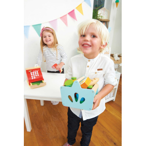 LE TOY VAN Koszyk zakupowy z produktami i czytnik kodów kreskowych