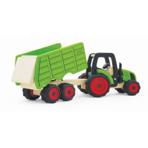 PINTOY Drewniany traktor z przyczepą - duży
