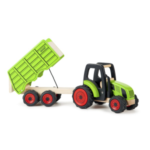 PINTOY Drewniany traktor z przyczepą - duży