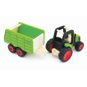 PINTOY Drewniany traktor z przyczepą - duży