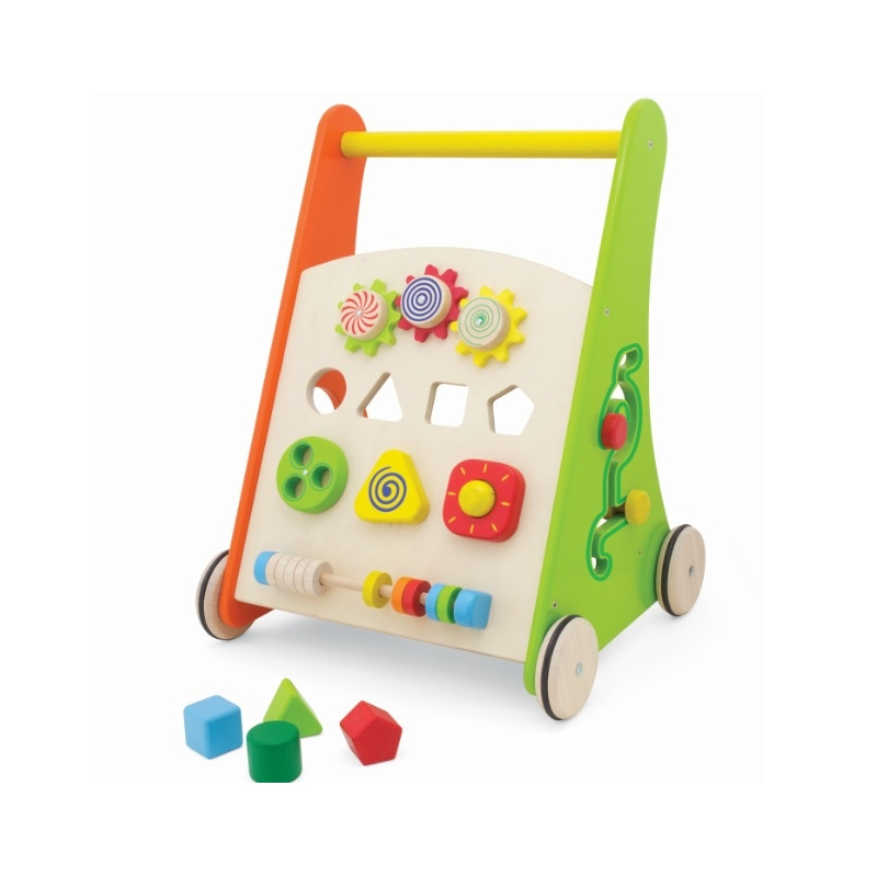 PINTOY Drewniany chodzik z centrum rozrywki