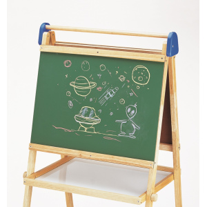 PINTOY Drewniana tablica magnetyczna i kredowa