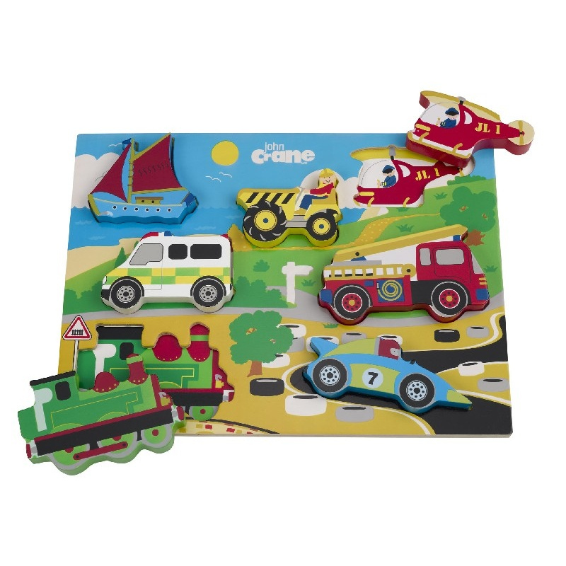 TIDLO Drewniane grube puzzle - Pojazdy