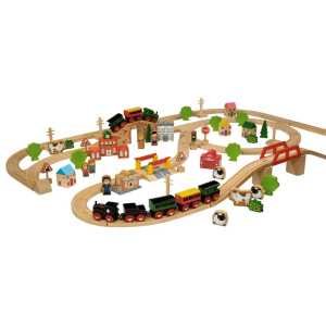 TIDLO Drewniana kolejka - zestaw 100 elementów