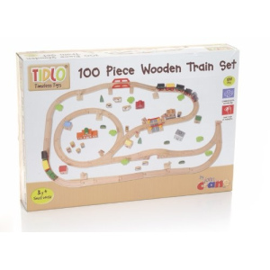 TIDLO Drewniana kolejka - zestaw 100 elementów