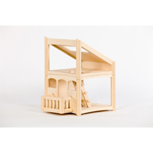 DIP DAP Drewniany domek dla lalek z balkonem i poddaszem