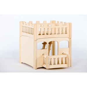 DIP DAP Drewniany domek dla lalek wieża z balkonem