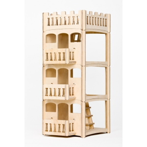 DIP DAP Drewniany domek dla lalek wieża z balkonem