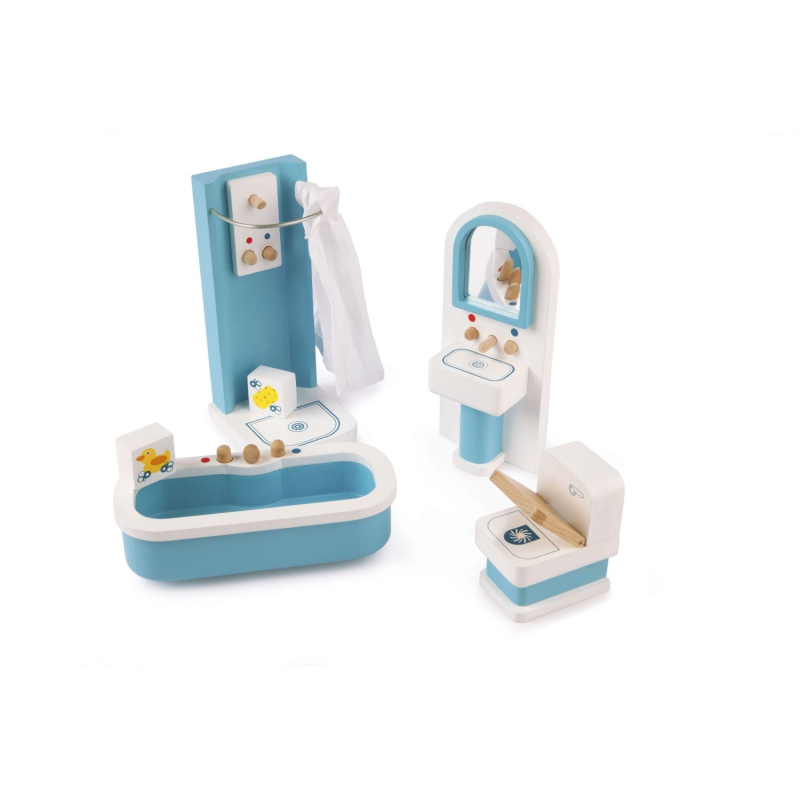 TIDLO Drewniane mebelki do domku dla lalek "Łazienka"