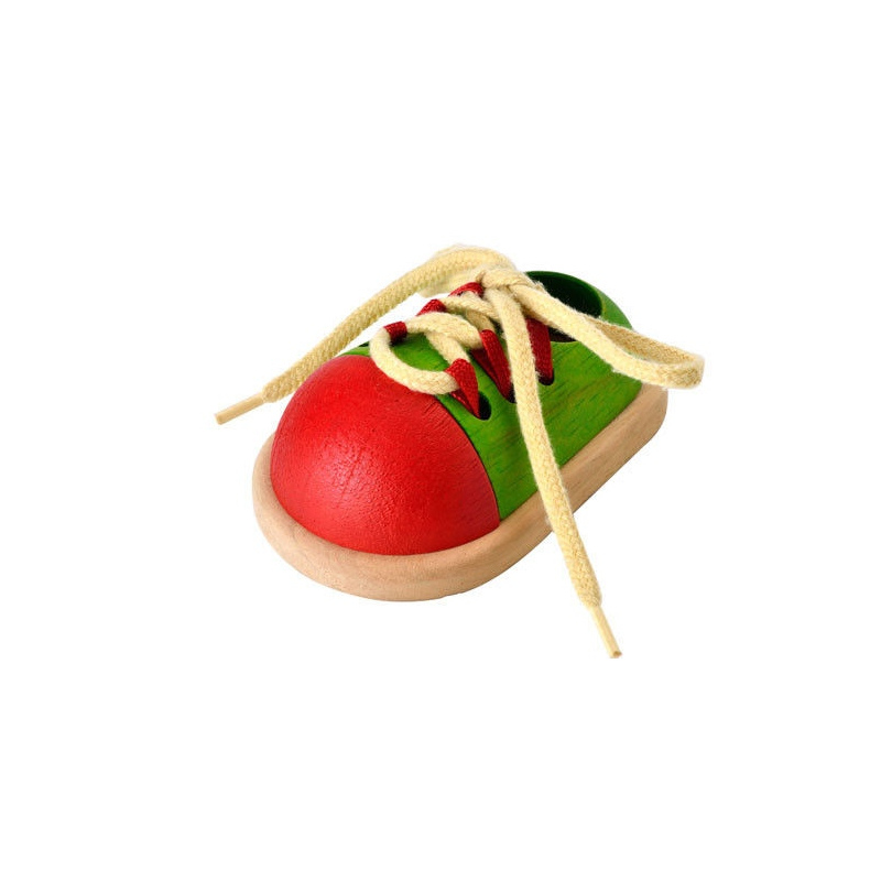 PLAN TOYS Drewniany but do nauki sznurowania
