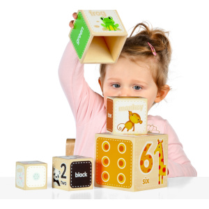 TIDLO Drewniana wieża edukacyjna Zwierzątka - 104cm