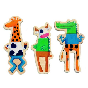 DJECO Drewniane puzzle magnetyczne - Szalone Zwierzątka