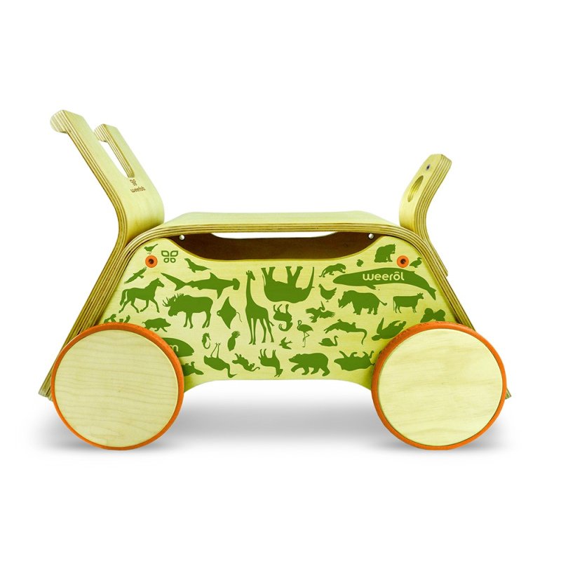 WEEROL Drewniany wózek, jeździk i taczka 3w1 Animals