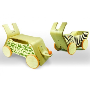 WEEROL Drewniany wózek, jeździk i taczka 3w1 Animals