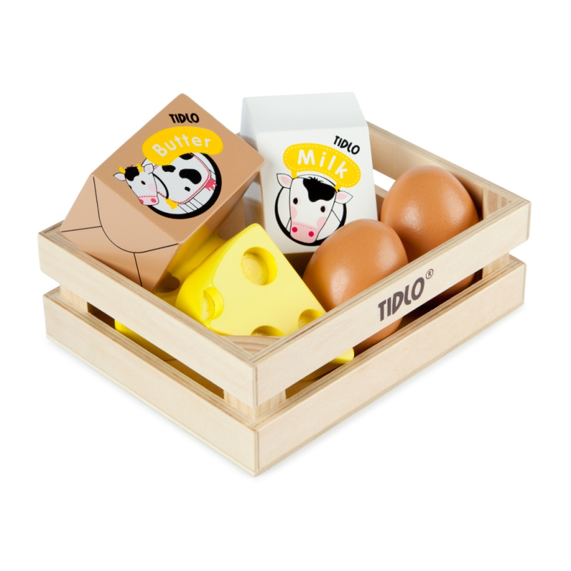 TIDLO Drewniany zestaw - Jaja i nabiał